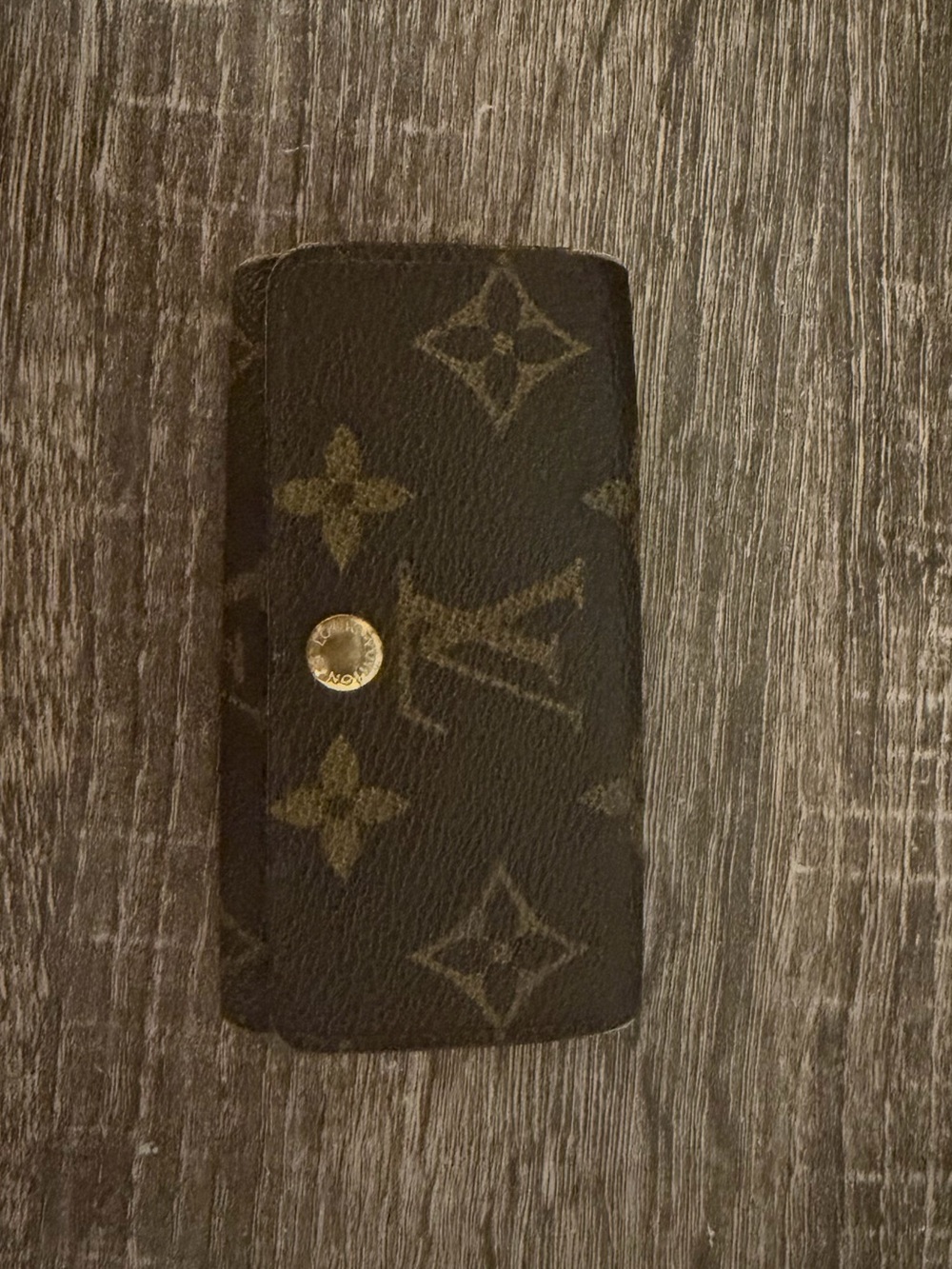 Louis Vuitton Brown Monogram Key Pouch with Gold Hardware